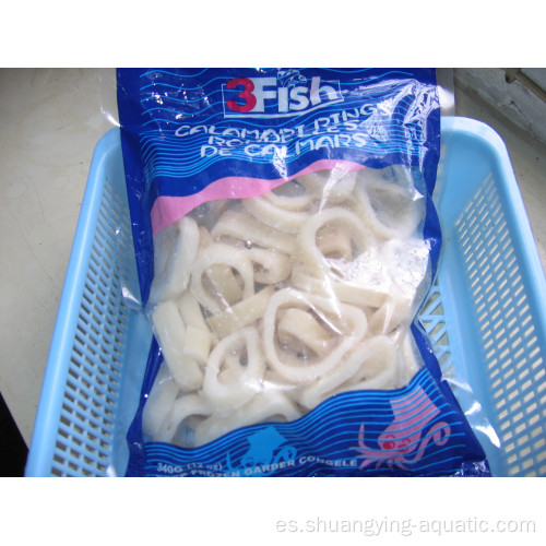 La piel de calamar congelada de 3-7 cm en el embalaje a granel